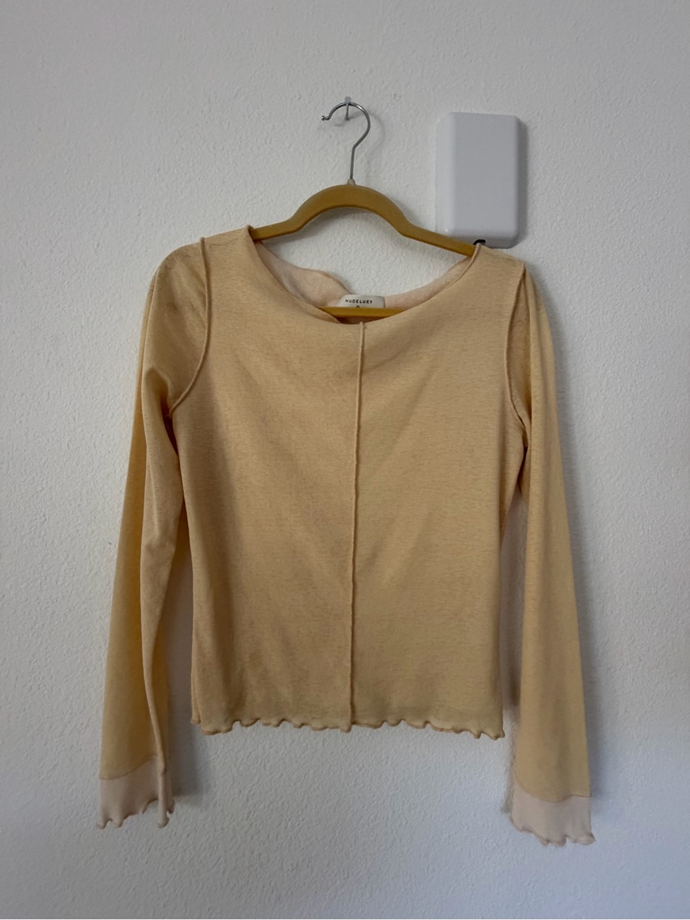 Nude Lucy Cream Long-Sleeve Seam Front Top